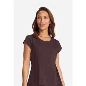 Medelita Women's Crew Neck Pleated Peplum Scrub Top Size XL